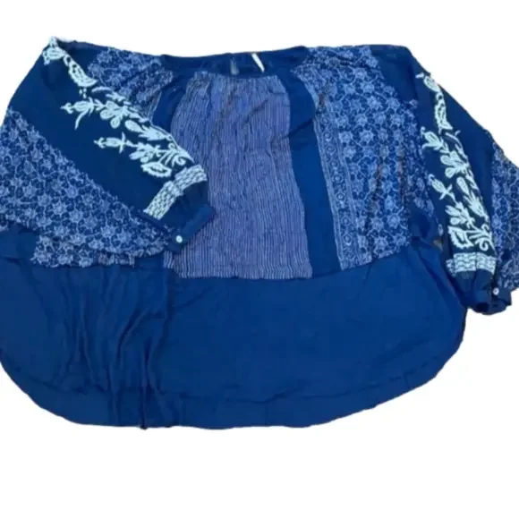 Free People Womens Indigo Dreams Embroidered Tunic Top NEW! - Picture 4 of 10